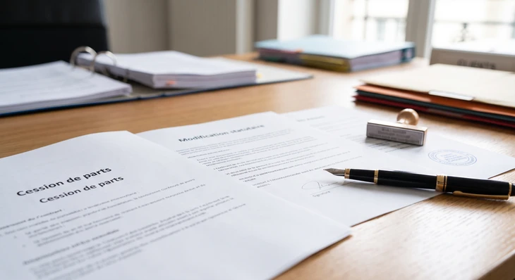 Personne travaillant à un bureau avec documents financiers, factures et reçus éparpillés